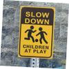 Abaodam Slow Down Children At Play Sign 2pcs Safety Caution Signs for Streets and Neighborhoods Bright Yellow for Child Safety in Yards and Parks view 4