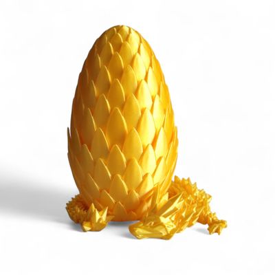 3D Printed Crystal Dragon with Egg (Gold Color)  Flexible 3D Printed Toy Set, Includes 12 Inch Dragon and 6 Inch Egg, Gift Bag Filler, Desk Decoration, Party Favor