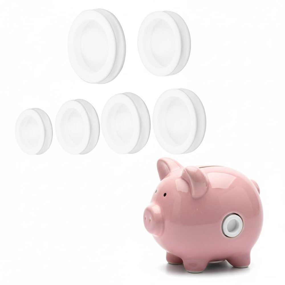 5PCS Piggy Bank Stopper Silicone Piggy Bank Plugs for Money Saving Box Coin Jar Cover White 28mm 30mm 32mm 34mm 36mm