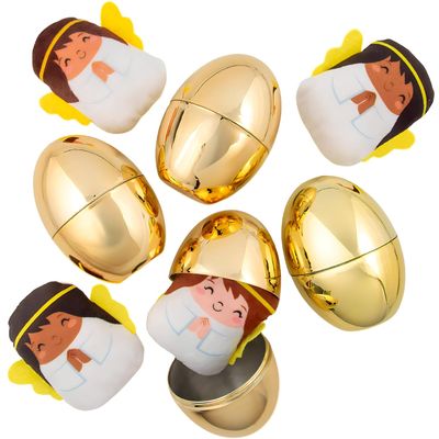 4" Religious Plastic Easter Eggs with Mini Stuffed Angel - 24 Pieces