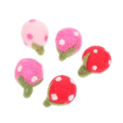 STOBOK Strawberry Felt Ball Headband Accessories for Kids DIY Craft Hairpin Decorations 5-Piece Set for Parties and Celebrations