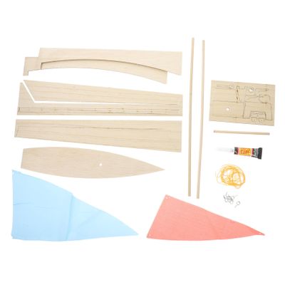 Vaguelly Boat Modeling DIY Accessories Wooden Sailboat Assembly Toys for Boys and