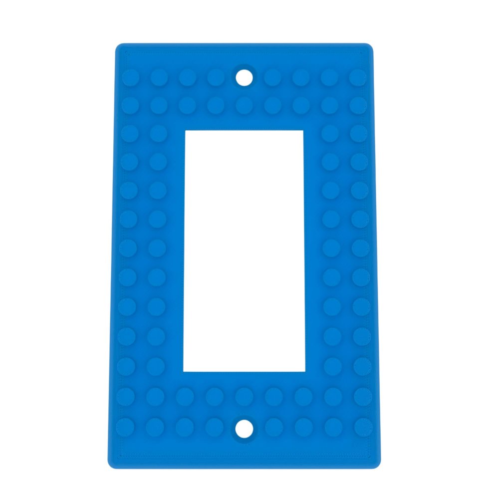 Building Brick Light Switch Cover Plate - Compatible with Standard Construction Blocks - Single Decora (Cyan)