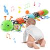 AWOTOY Baby Toys 6-12 Months Music Caterpillar Infant Toys Stuffed Animals 0-3-6 Months Tummy Time Teething Sensory Toys with Mirror Rattle&Pull String for Boys Girls Birthday Gifts|Green,Knot Limb view 1