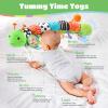 AWOTOY Baby Toys 6-12 Months Music Caterpillar Infant Toys Stuffed Animals 0-3-6 Months Tummy Time Teething Sensory Toys with Mirror Rattle&Pull String for Boys Girls Birthday Gifts|Green,Knot Limb view 2