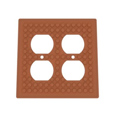 Building Brick Light Switch Cover Plate - Compatible with Standard Construction Blocks - Double Outlet (Copper Brown Metallic)