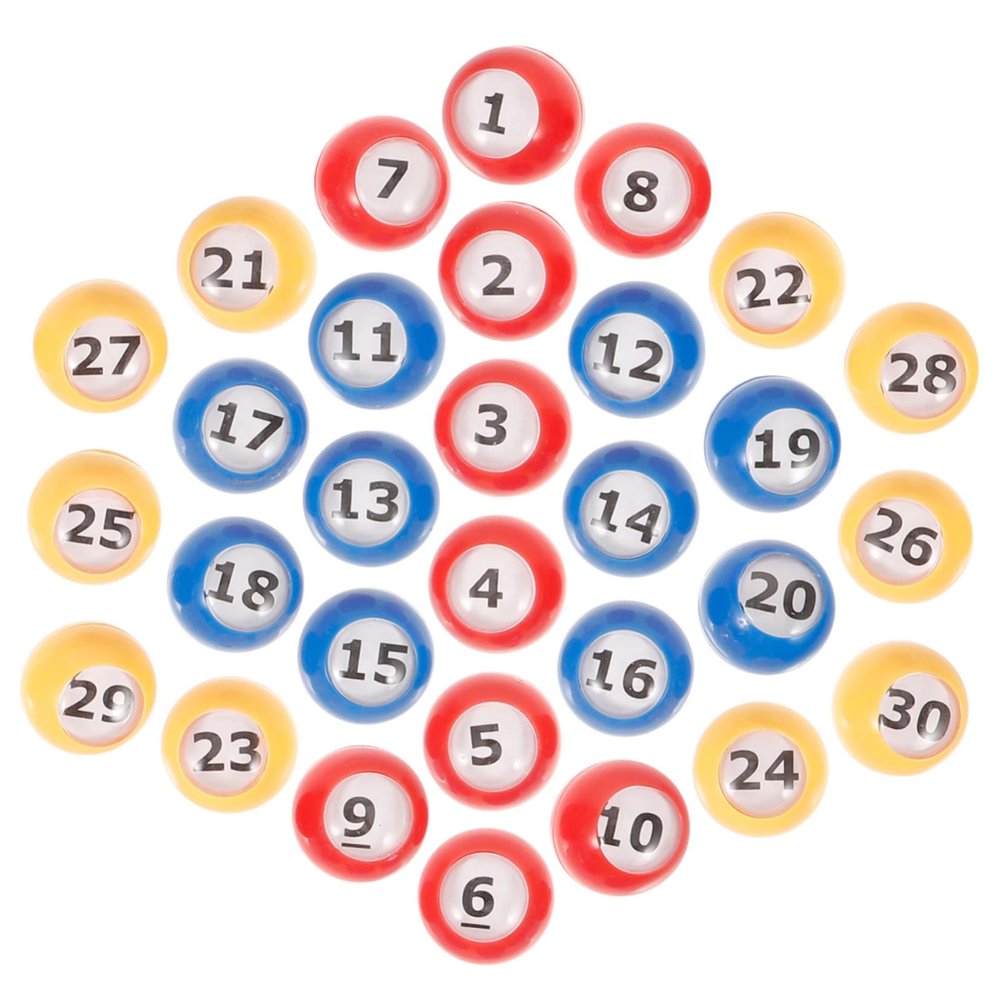 Toddmomy 30pcs Plastic Bingo Balls Lottery Game Balls Numbers for Party Games Raffle Drawing