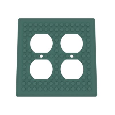 Building Brick Light Switch Cover Plate - Compatible with Standard Construction Blocks - Double Outlet (Green (Gold Shimmer))
