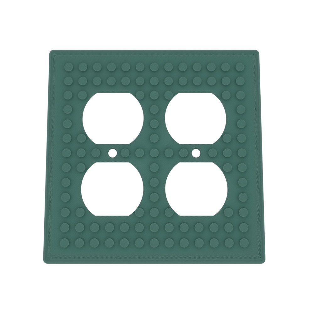 Building Brick Light Switch Cover Plate - Compatible with Standard Construction Blocks - Double Outlet (Green (Gold Shimmer))
