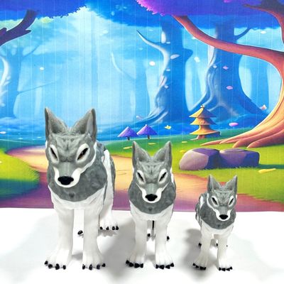 3pcs 3D Printed Wolf, White and Gray Pack of Wolf, Full Body Articulated Animal Toy, Executive Desk Decor, Fidget ADHD Autism Toy WC3002-GRAY-3x