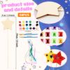 122 Pcs Unfinished Star Princess Fairy Wands Kit Make Your Own Princess Wand DIY Art Craft Magical Wand Include 48 Star Wooden Fairy Wands 24 Gem Stickers 48 Ribbons 12 Markers for Kids Party Supplies view 2