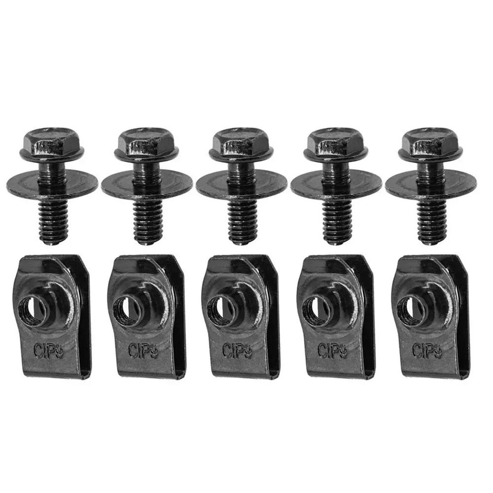 Auto Car U-Clip 50Pcs 6MM Auto U-Clip Self-Tapping M6 Engine Hood Chassis Cover Protective Body Bumper Fender Fastening Metal Screws for Dash Door Panel Interior Trim(50set)