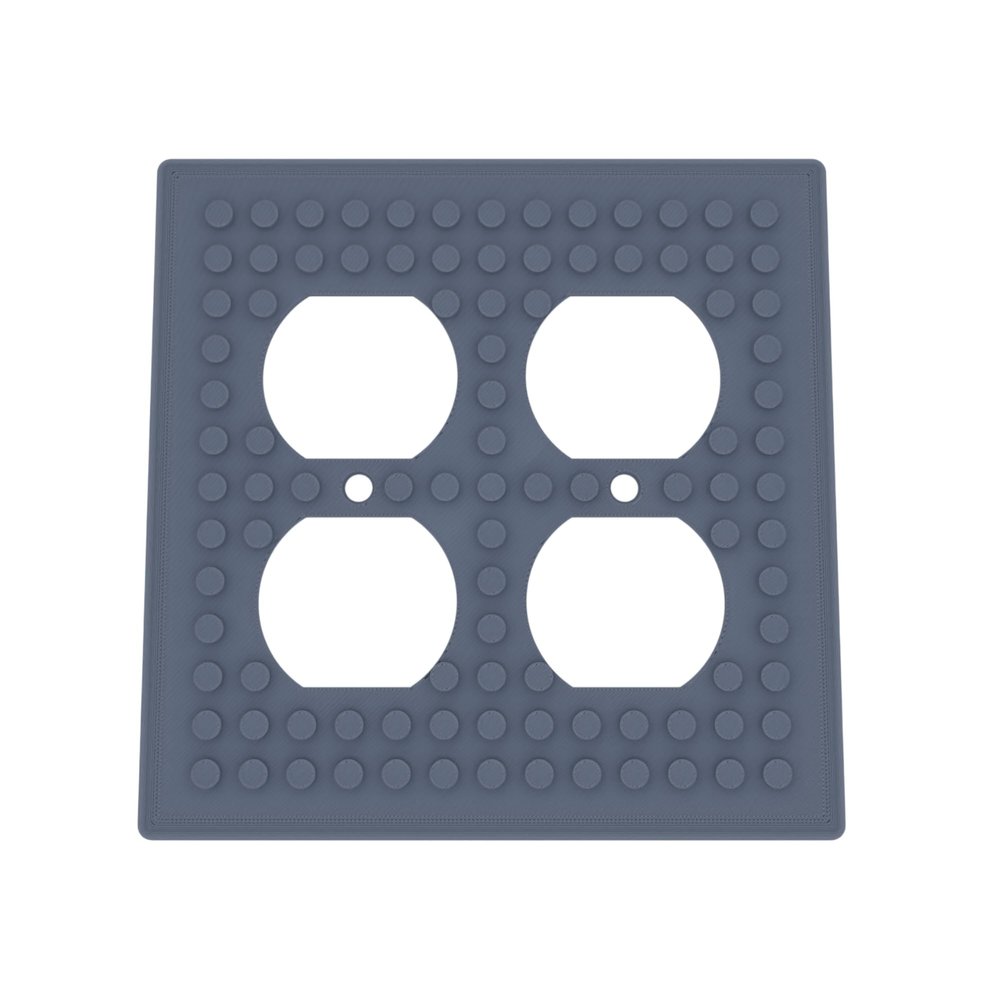 Building Brick Light Switch Cover Plate - Compatible with Standard Construction Blocks - Double Outlet (Blue Gray)