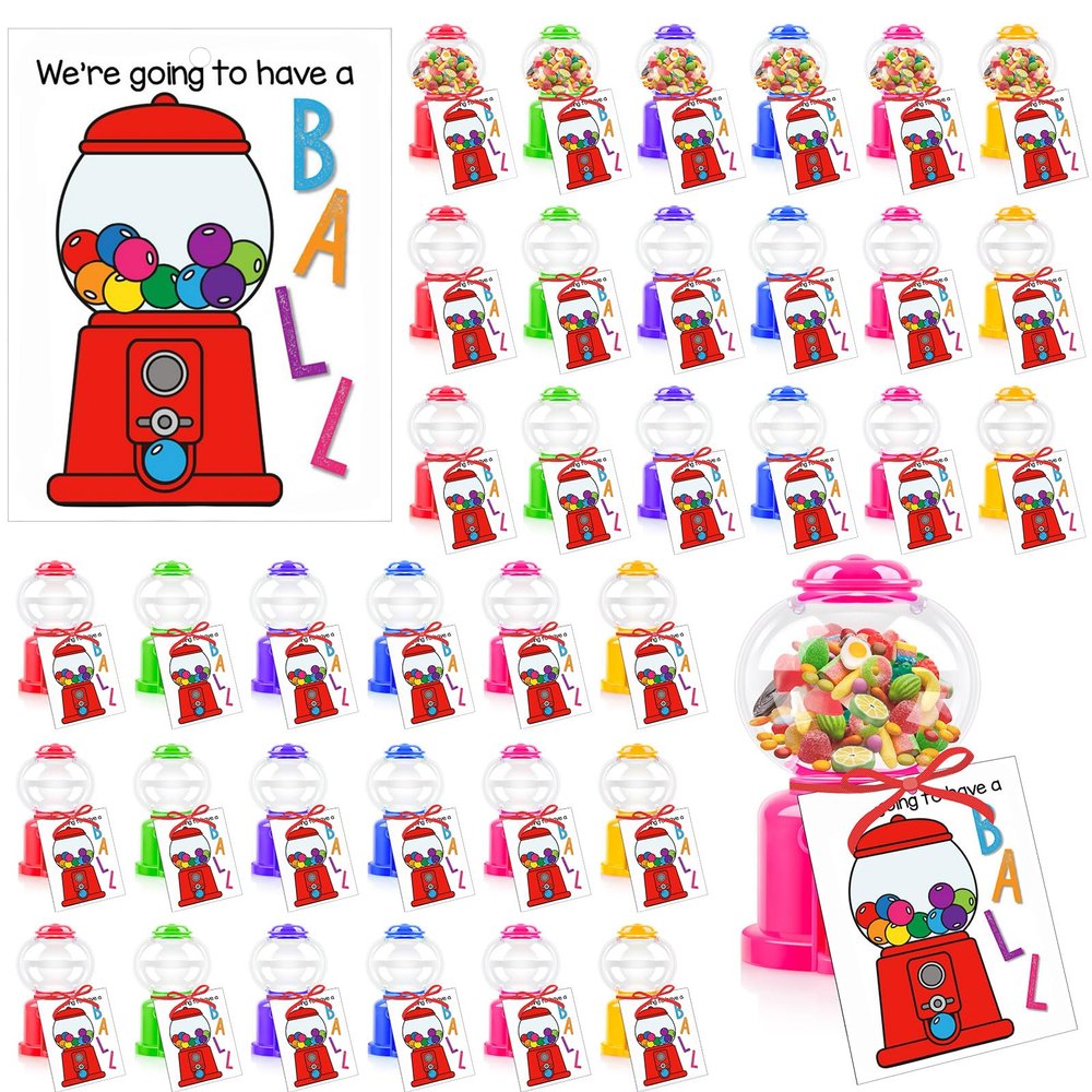 Gosodeny 24 Sets Valentines Day Treat Container Set with Printed Cards and Ribbons  Decorative Seasonal Packaging Collection