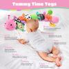 AWOTOY Baby Toys 6-12 Months Music Caterpillar Infant Toys Stuffed Animals 0-3-6 Months Teething Tummy Time Sensory Toys with Mirror Rattle&Pull String for Boys Girls Birthday Gifts|Candy Pink,Leafy view 2