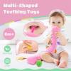AWOTOY Baby Toys 6-12 Months Music Caterpillar Infant Toys Stuffed Animals 0-3-6 Months Teething Tummy Time Sensory Toys with Mirror Rattle&Pull String for Boys Girls Birthday Gifts|Candy Pink,Leafy view 4
