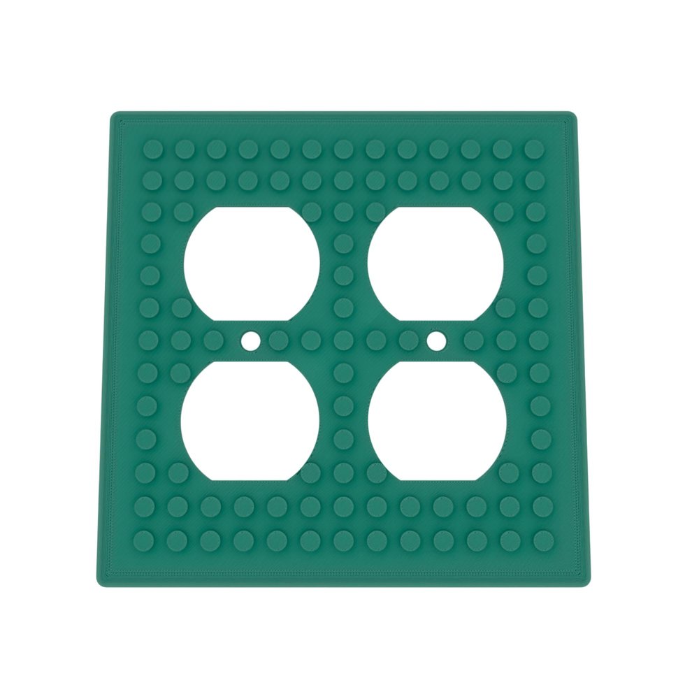 Building Brick Light Switch Cover Plate - Compatible with Standard Construction Blocks - Double Outlet (Oxide Green Metallic)