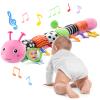 AWOTOY Baby Toys 6-12 Months Music Caterpillar Infant Toys Stuffed Animals 0-3-6 Months Teething Tummy Time Sensory Toys with Mirror Rattle&Pull String for Boys Girls Birthday Gifts|Pink,Knot Limb view 1