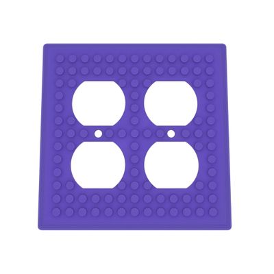 Building Brick Light Switch Cover Plate - Compatible with Standard Construction Blocks - Double Outlet (Purple)