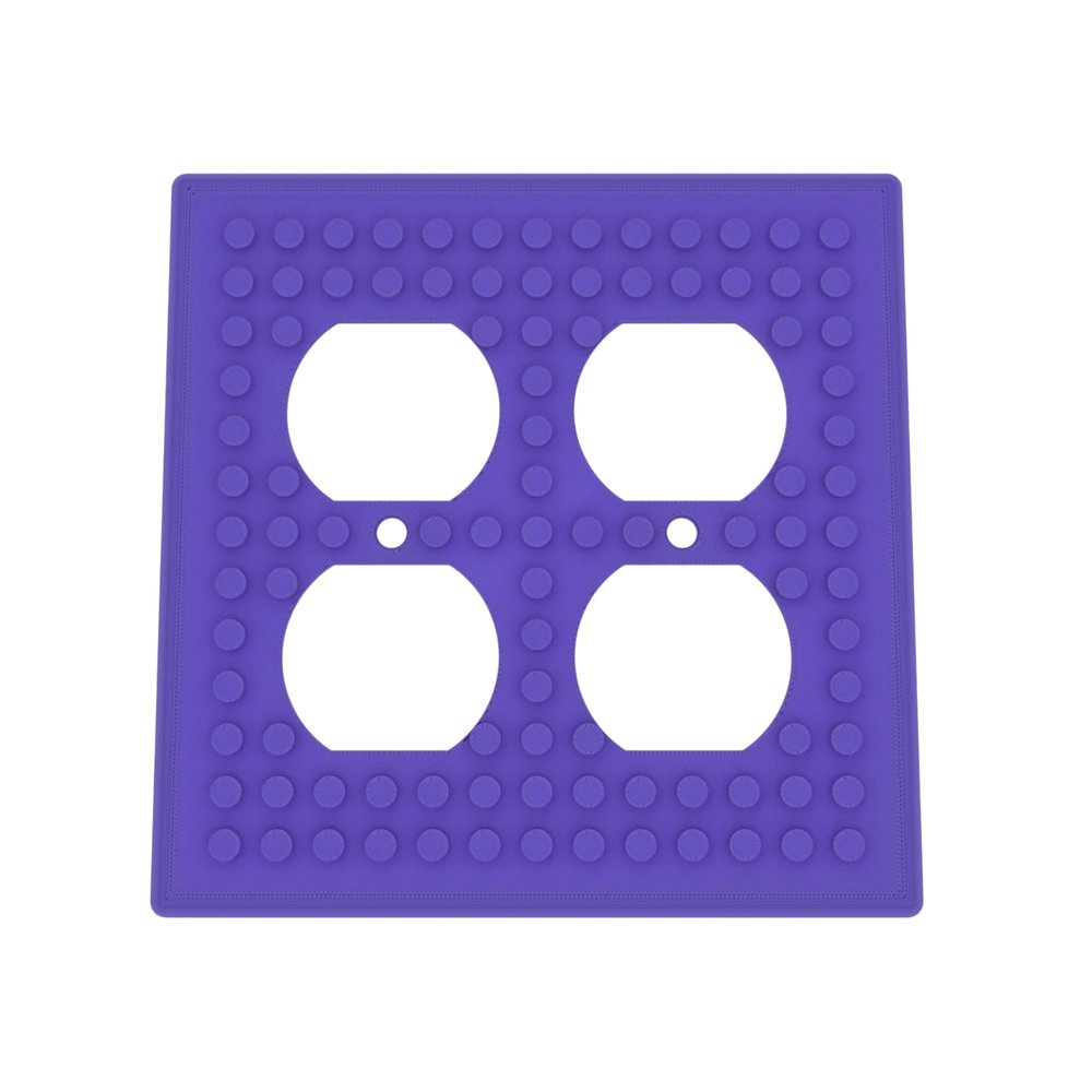 Building Brick Light Switch Cover Plate - Compatible with Standard Construction Blocks - Double Outlet (Purple)