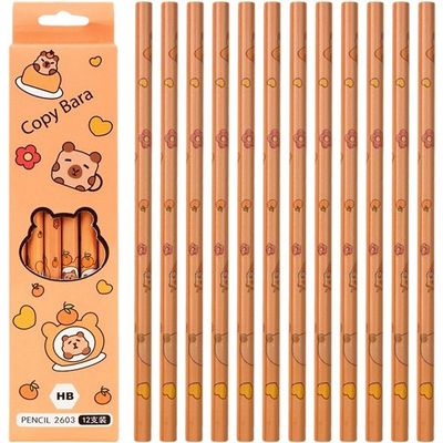 2sets Fun Capybara Writing Pencil Cartoon Wood Pencil Drawing Stationery School Pencil for Kids Student School Drawing Writing Sketching Pencil