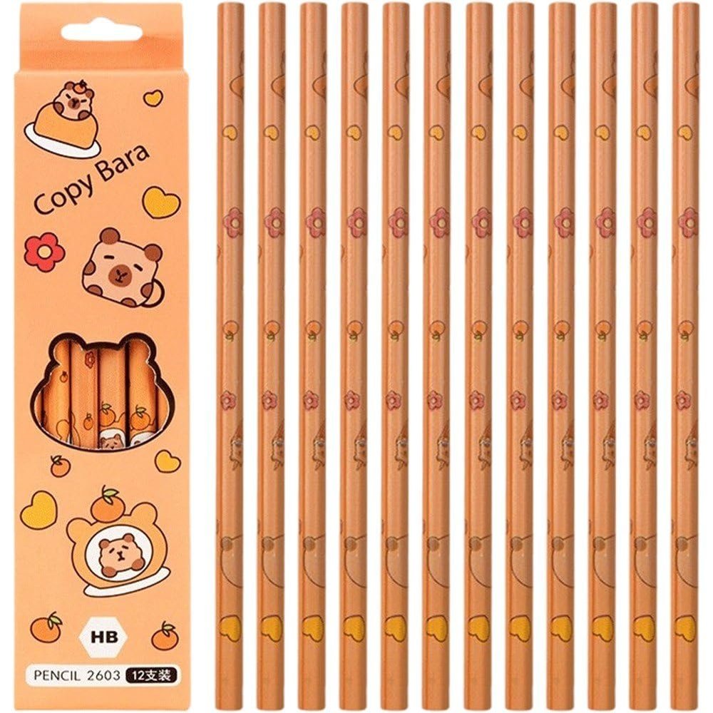 2sets Fun Capybara Writing Pencil Cartoon Wood Pencil Drawing Stationery School Pencil for Kids Student School Drawing Writing Sketching Pencil
