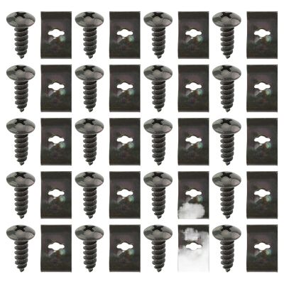 Auto Car U-Clip 20Pcs Auto Interior Trim Panel Fastener Fitting with Screw Fixed Fastener Clips Car Body Metal Clip Rivet for Car Bumper Fender for Dash Door Panel Interior Trim(100Pcs Clip and Screw)