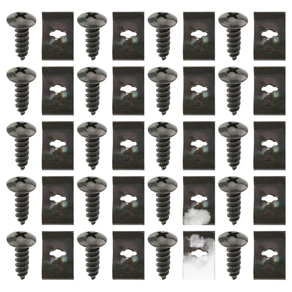 Auto Car U-Clip 20Pcs Auto Interior Trim Panel Fastener Fitting with Screw Fixed Fastener Clips Car Body Metal Clip Rivet for Car Bumper Fender for Dash Door Panel Interior Trim(100Pcs Clip and Screw)