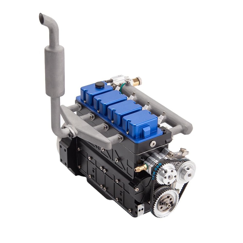 Engine Model Kit, Working L4-205-OHV 20.5cc Inline 4-Cylinder 4-Stroke Water-Cooled Gasoline Engine Model Kit for RC Cars, Kit Version