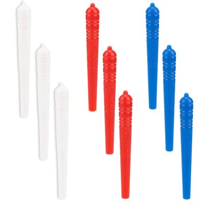 9 Pcs Plastic Cribbage Board Pegs, Three Colors Traditional Crib Pins with Tapered Design for Peg Board Games and Scorekeeping (Blue, White, Red)