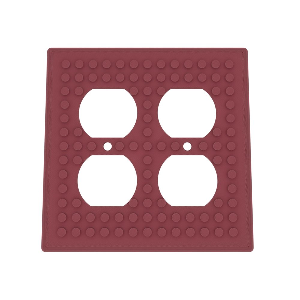 Building Brick Light Switch Cover Plate - Compatible with Standard Construction Blocks - Double Outlet (Crimson Red Sparkle)