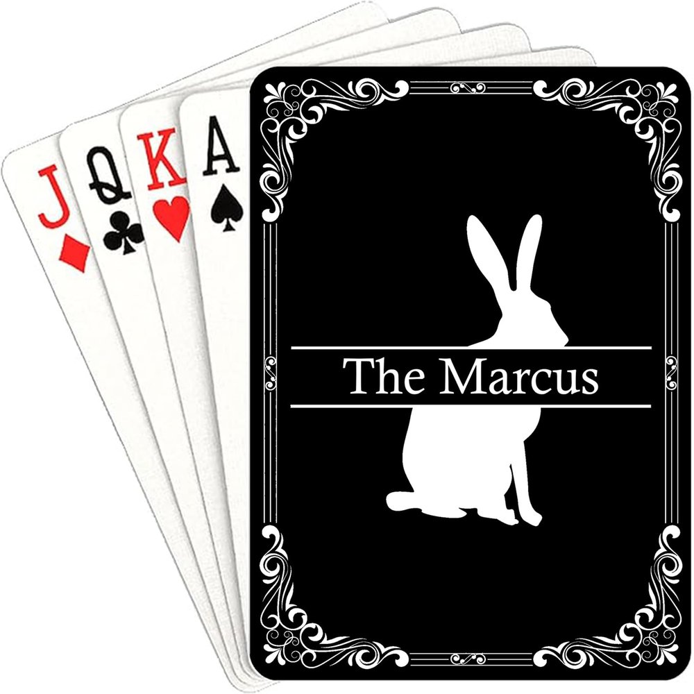 acusorigin Rabbit Silhouette Playing Cards Custom Personalized Playing Cards with Name, Animal Poker Cards Customized Deck of Cards Themed Party Favors Funny Birthday Gifts for Men Women
