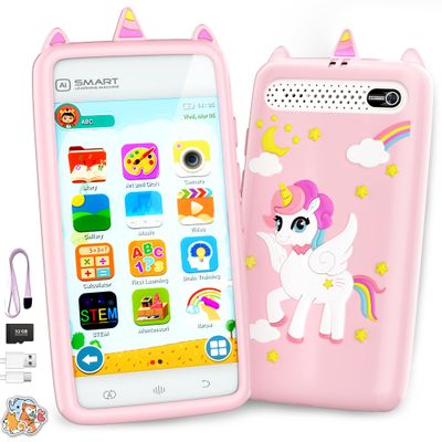 Kids Smart Phone for Girls,3.97" Touchscreen Phone with HD Camera, Built-in Games, MP3 Music Player & 32GB Memory Card Educational Interactive Phone for Ages 310, for Boys & Girls