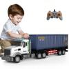 SNACKTANT 23.6-Inch 9-Channel Remote Control Semi Truck with Trailer  1:24 Scale RC Container Carrier Truck Toy for Kids 3-8, Dual Batteries, Light & Sound Effects, Ultimate Gift for Boys & Girls view 1