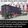 SNACKTANT 23.6-Inch 9-Channel Remote Control Semi Truck with Trailer  1:24 Scale RC Container Carrier Truck Toy for Kids 3-8, Dual Batteries, Light & Sound Effects, Ultimate Gift for Boys & Girls view 3