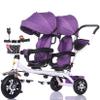 JIYIAN Twin Stroller Tricycle for Kids - Adjustable Push Bike with Parent Handle & Safety Footrests, Includes Storage Bag Safe Balance Bike for Toddlers,Purple view 1