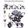 JIYIAN Twin Stroller Tricycle for Kids - Adjustable Push Bike with Parent Handle & Safety Footrests, Includes Storage Bag Safe Balance Bike for Toddlers,Purple view 2