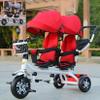 JIYIAN Twin Stroller Tricycle for Kids - Adjustable Push Bike with Parent Handle & Safety Footrests, Includes Storage Bag Safe Balance Bike for Toddlers,Purple view 3
