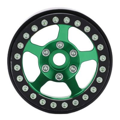 1.9 Inch Beadlock Wheels Aluminum Alloy 5 Hole RC Beadlock Wheel Rims Hub for AXIAL SCX10 90046 RC Crawler Upgrade Parts (Fluorescent Green)