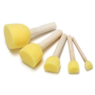 5pcs Sponge Foam Brush Set Wooden Handle Stamp Painting Tool for Kids Beginners