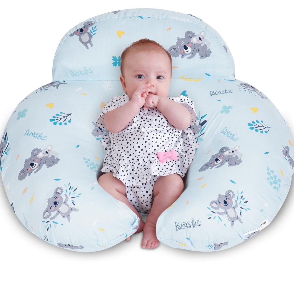 AMASKY Nursing Pillow for Breastfeeding, Breastfeeding Pillows for More Support for Mom and Baby, with Plus Size Ergonomic Design and Removable Cotton Cover, Blue, Pallet of Product