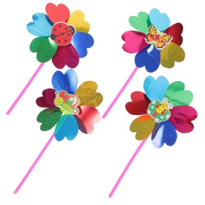 BESPORTBLE 4pcs Boy Girl's Windmill Toys for Boys and Girls Outdoor Garden Pinwheel Fun Educational Toy Random Style