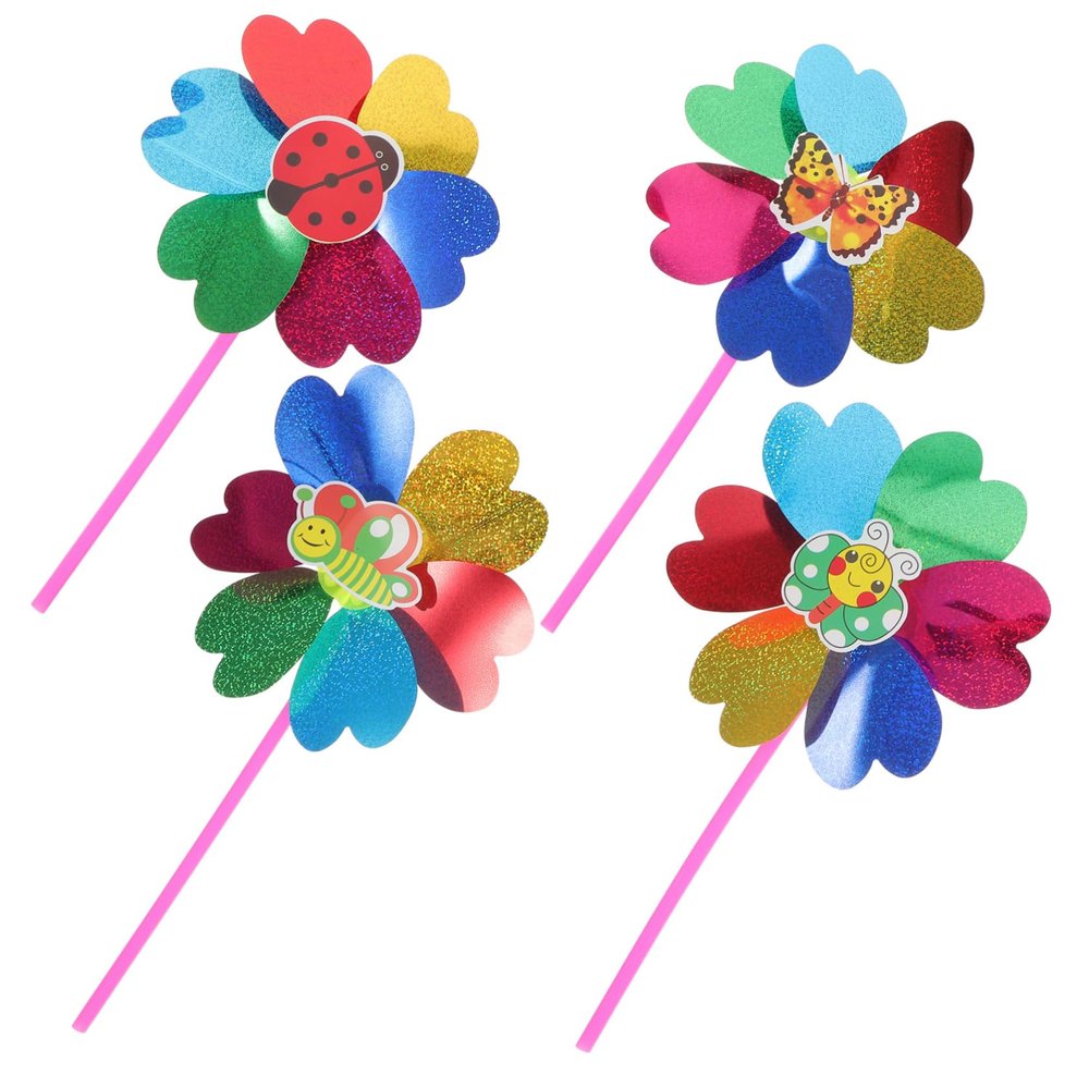 BESPORTBLE 4pcs Boy Girl's Windmill Toys for Boys and Girls Outdoor Garden Pinwheel Fun Educational Toy Random Style