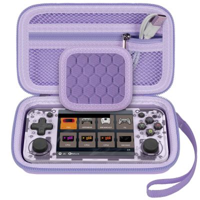 GWCASE Case Compatible with RG35XX H Retro Game Console, Handheld Emulator Gaming Player Storage Organizer for Anbernic for rg35xx h/for RG28XX Retroid Pocket Consoles, TF Card& Cable(Box Only) (Purple)