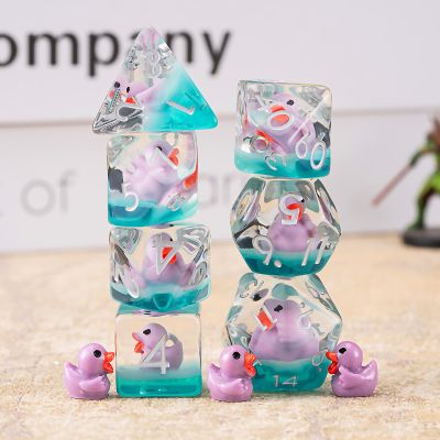Duck DND Resin Dice Set, Polyhedral D&D Duck Dice Inclusion Dice for Dungeons and Dragons MTG RPG for 15 Years and Up