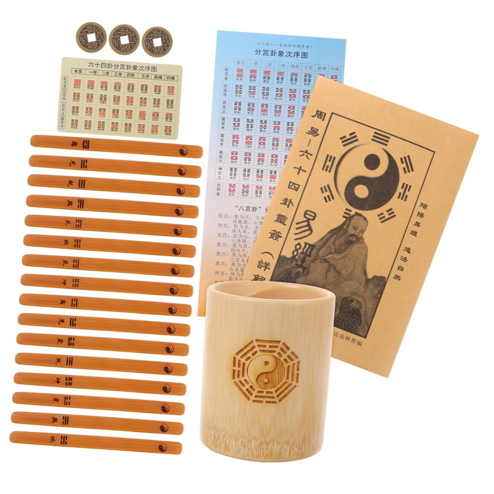 CIYODO Chinese Divination Game Prop Fortune Telling Sticks Bamboo Pot Chinese Tool Interactive Party Game