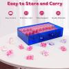 American Mahjong Game Set, 166 Premium Transparent Acrylic Pink Tiles(1.18'') with Mahjong Mat Set, 4 All-in-One Color Rack/Pushers, Mah-Jong Games Sets with Blue Storage Case, Ma Jong Tile Game view 2