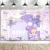 10X8ft Purple Baby Shower Backdrop Cute Purple Boho Floral Baby Shower Backdrop, Girl's Birthday Party Background Decor Cartoon Birthday Party Background Photo Booth Props view 4