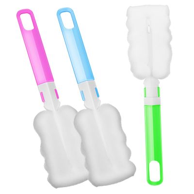 ORFOFE 3Pcs Cup Sponge Brush Long Handle Kitchen Cleaning Brush for Bottles Cups Jars Gentle Non Scratch Cleaning Tool with Hanging Storage