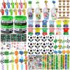 182PCS Soccer Party Favors, Soccer Birthday Party Favors with Cups Straws Puzzle Toys Whistles Mini Soccer Stress Balls Slap Bracelets Key Chains for Soccer Birthday Party Decorations view 1